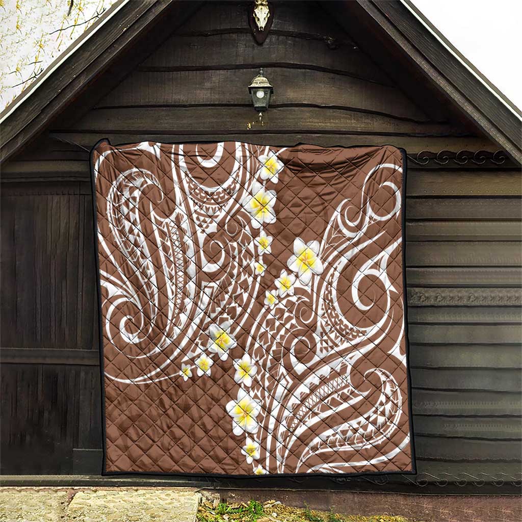 Plumeria With Brown Polynesian Tattoo Pattern Quilt LT05 - Polynesian Pride