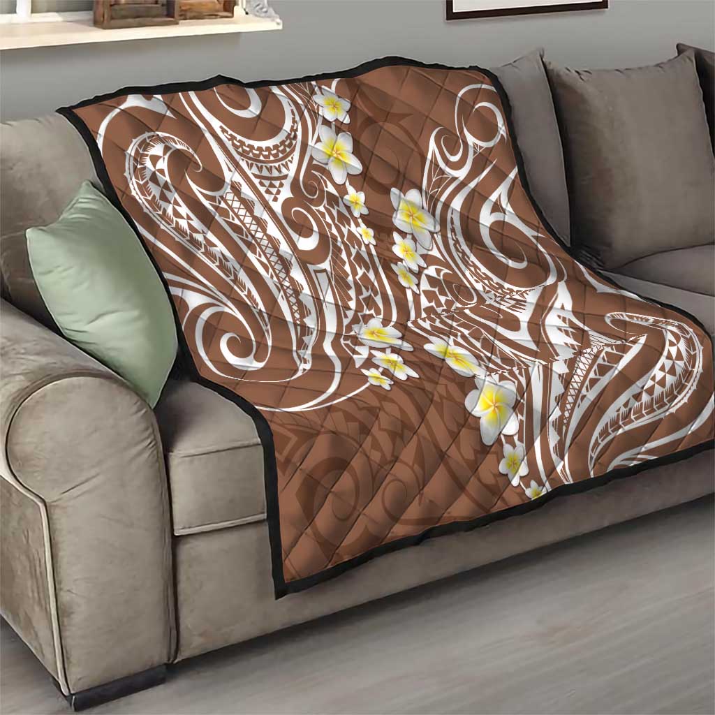 Plumeria With Brown Polynesian Tattoo Pattern Quilt LT05 - Polynesian Pride