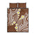 Plumeria With Brown Polynesian Tattoo Pattern Quilt Bed Set