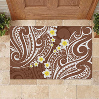 Plumeria With Brown Polynesian Tattoo Pattern Rubber Doormat LT05 Brown - Polynesian Pride