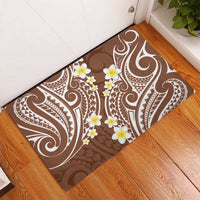 Plumeria With Brown Polynesian Tattoo Pattern Rubber Doormat LT05 - Polynesian Pride