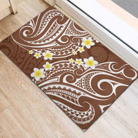 Plumeria With Brown Polynesian Tattoo Pattern Rubber Doormat LT05 - Polynesian Pride