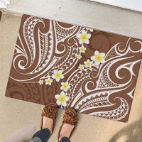 Plumeria With Brown Polynesian Tattoo Pattern Rubber Doormat LT05 - Polynesian Pride
