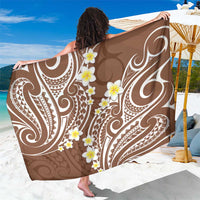 Plumeria With Brown Polynesian Tattoo Pattern Sarong LT05 One Size 44 x 66 inches Brown - Polynesian Pride