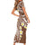 Plumeria With Brown Polynesian Tattoo Pattern Short Sleeve Bodycon Dress