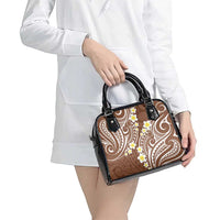 Plumeria With Brown Polynesian Tattoo Pattern Shoulder Handbag LT05 - Polynesian Pride