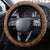 Plumeria With Brown Polynesian Tattoo Pattern Steering Wheel Cover