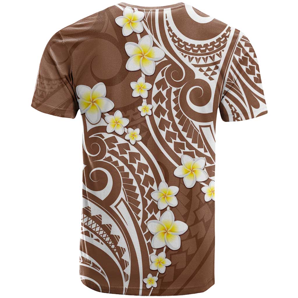 Plumeria With Brown Polynesian Tattoo Pattern T Shirt LT05 - Polynesian Pride