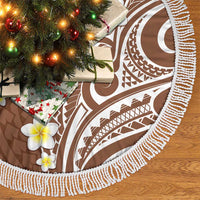 Plumeria With Brown Polynesian Tattoo Pattern Tree Skirt LT05 - Polynesian Pride