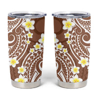 Plumeria With Brown Polynesian Tattoo Pattern Tumbler Cup LT05 Brown - Polynesian Pride
