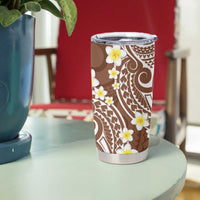 Plumeria With Brown Polynesian Tattoo Pattern Tumbler Cup LT05 - Polynesian Pride