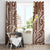 Plumeria With Brown Polynesian Tattoo Pattern Window Curtain