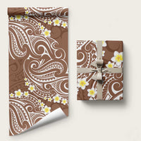Plumeria With Brown Polynesian Tattoo Pattern Wrapping Paper LT05 58" × 23" Brown - Polynesian Pride