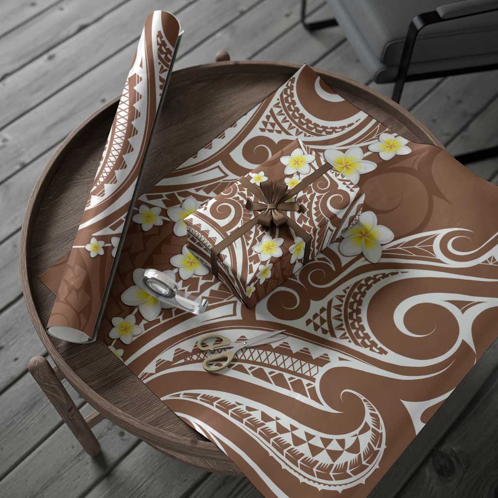 Plumeria With Brown Polynesian Tattoo Pattern Wrapping Paper LT05 - Polynesian Pride