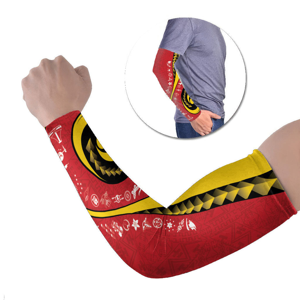 Papua New Guinea Independence Arm Sleeves Special Style Red Version LT05 Set of 2 Red - Polynesian Pride