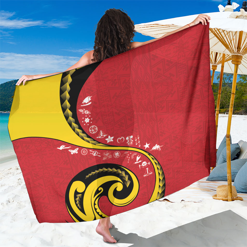 Papua New Guinea Independence Sarong Special Style Red Version LT05 One Size 44 x 66 inches Red - Polynesian Pride