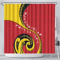 Papua New Guinea Independence Shower Curtain Special Style Red Version LT05 - Polynesian Pride