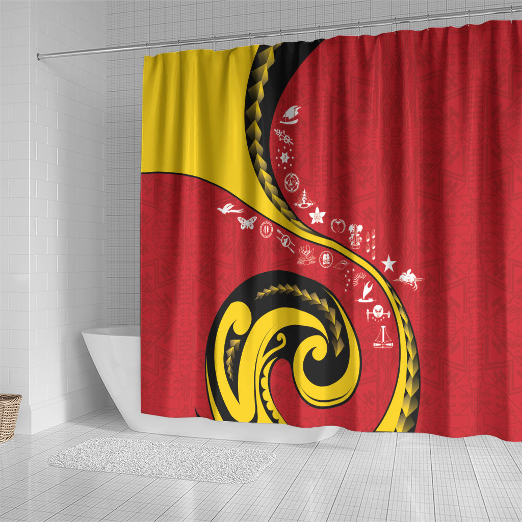 Papua New Guinea Independence Shower Curtain Special Style Red Version LT05 - Polynesian Pride