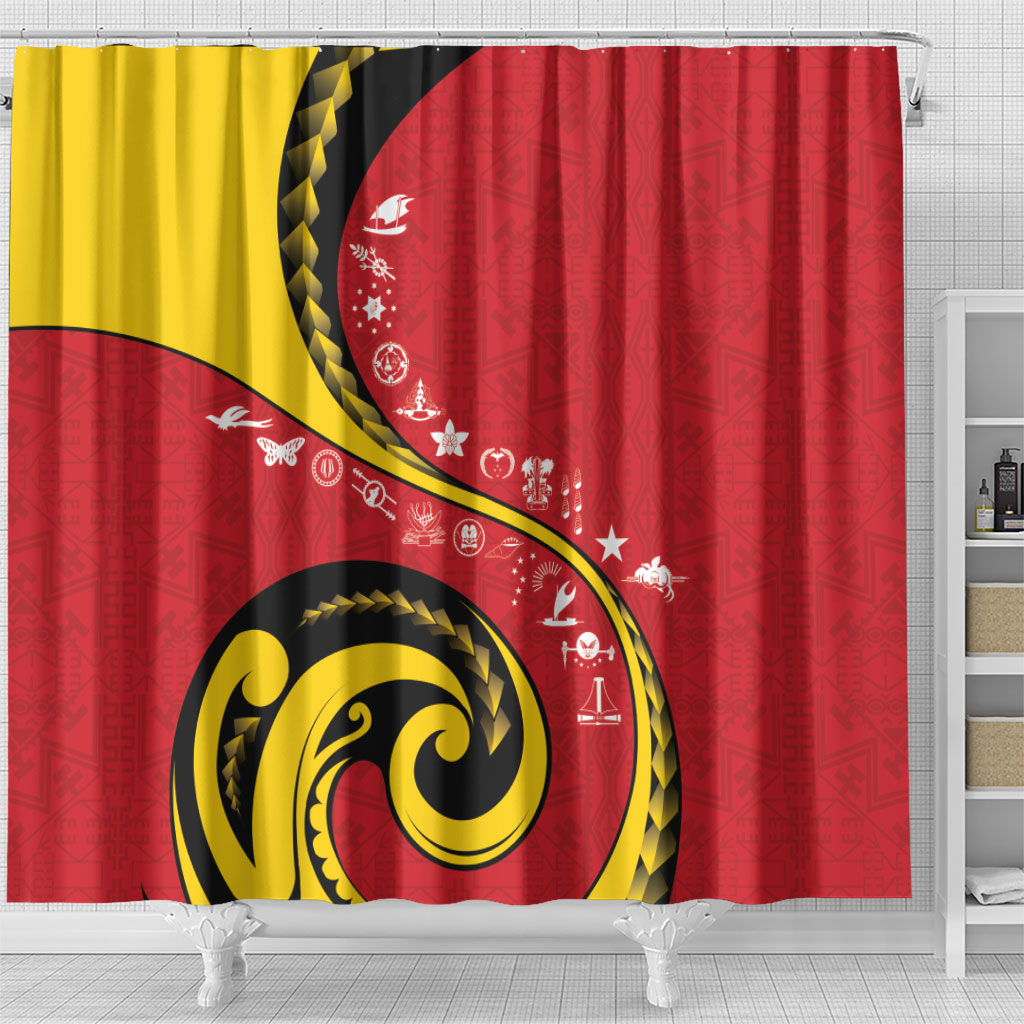 Papua New Guinea Independence Shower Curtain Special Style Red Version LT05 - Polynesian Pride