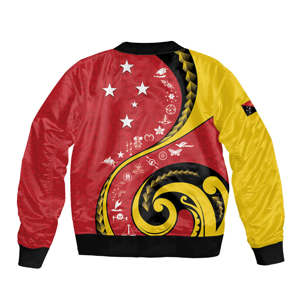 Papua New Guinea Independence Sleeve Zip Bomber Jacket Special Style Red Version LT05 - Polynesian Pride