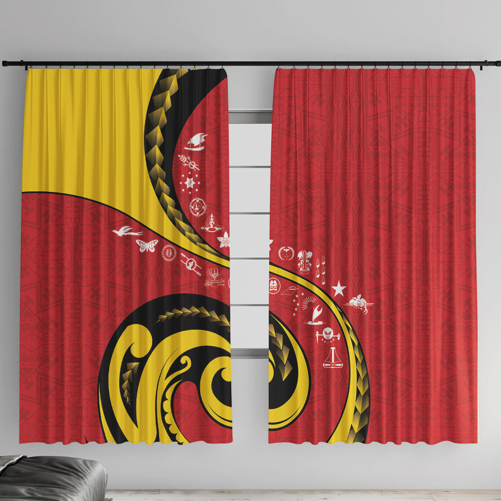 Papua New Guinea Independence Window Curtain Special Style Red Version LT05 With Hooks Red - Polynesian Pride