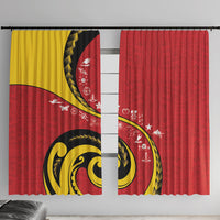 Papua New Guinea Independence Window Curtain Special Style Red Version LT05 With Hooks Red - Polynesian Pride
