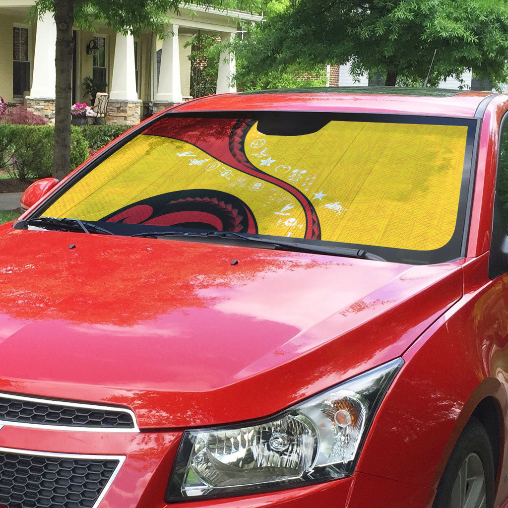 Papua New Guinea Independence Auto Sun Shade Special Style Yellow Version LT05 - Polynesian Pride