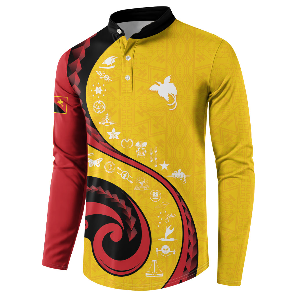 Papua New Guinea Independence Button Sweatshirt Special Style Yellow Version LT05 - Polynesian Pride