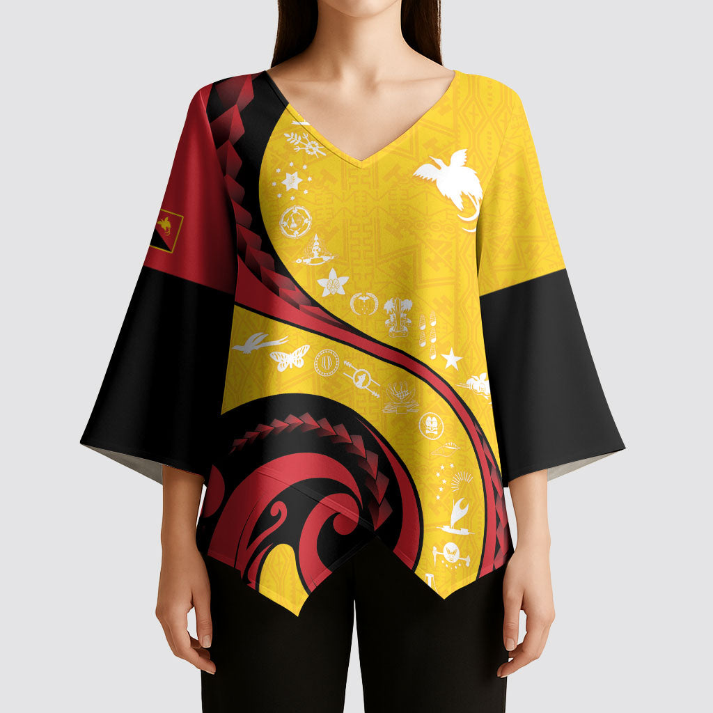 Papua New Guinea Independence Kimono Sleeve Blouse Special Style Yellow Version LT05 - Polynesian Pride