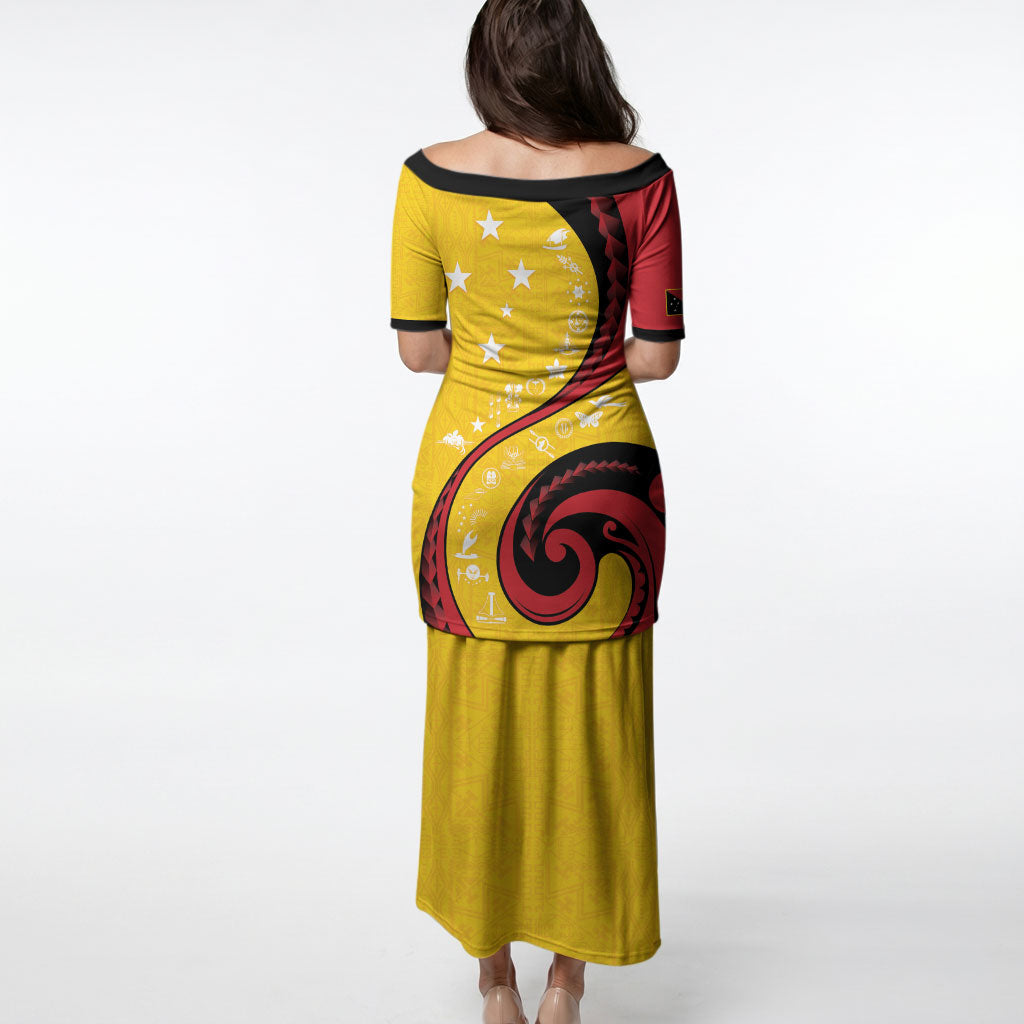 Papua New Guinea Independence Puletasi Special Style Yellow Version LT05 - Polynesian Pride