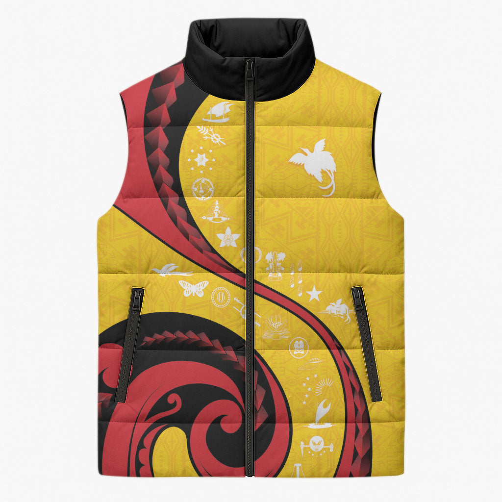 Papua New Guinea Independence Sleeveless Puffer Jacket Special Style Yellow Version LT05 Unisex Yellow - Polynesian Pride