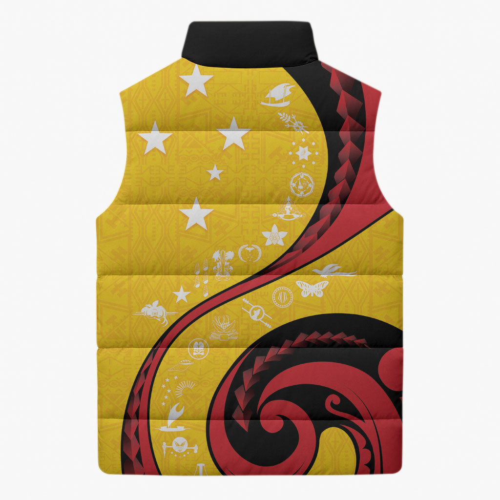 Papua New Guinea Independence Sleeveless Puffer Jacket Special Style Yellow Version LT05 - Polynesian Pride