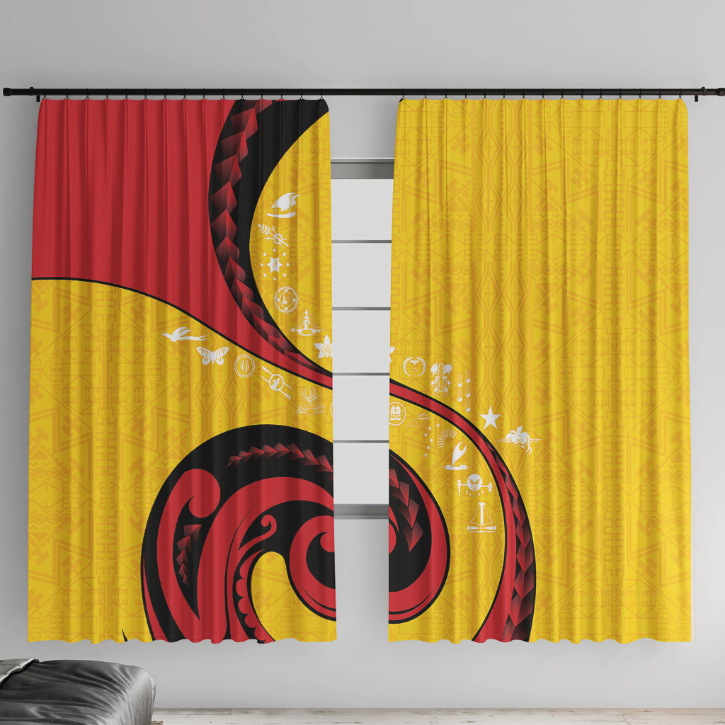 Papua New Guinea Independence Window Curtain Special Style Yellow Version LT05 With Hooks Yellow - Polynesian Pride