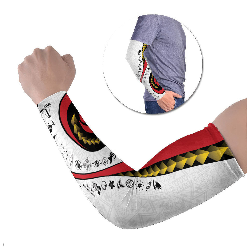 Papua New Guinea Independence Arm Sleeves Special Style White Version LT05 Set of 2 White - Polynesian Pride