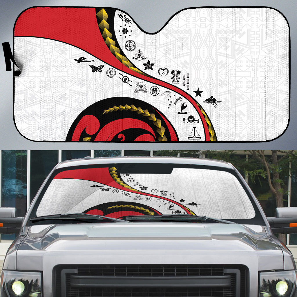 Papua New Guinea Independence Auto Sun Shade Special Style White Version LT05 White - Polynesian Pride