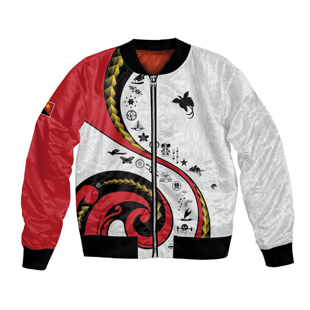 Papua New Guinea Independence Bomber Jacket Special Style White Version LT05 Unisex White - Polynesian Pride