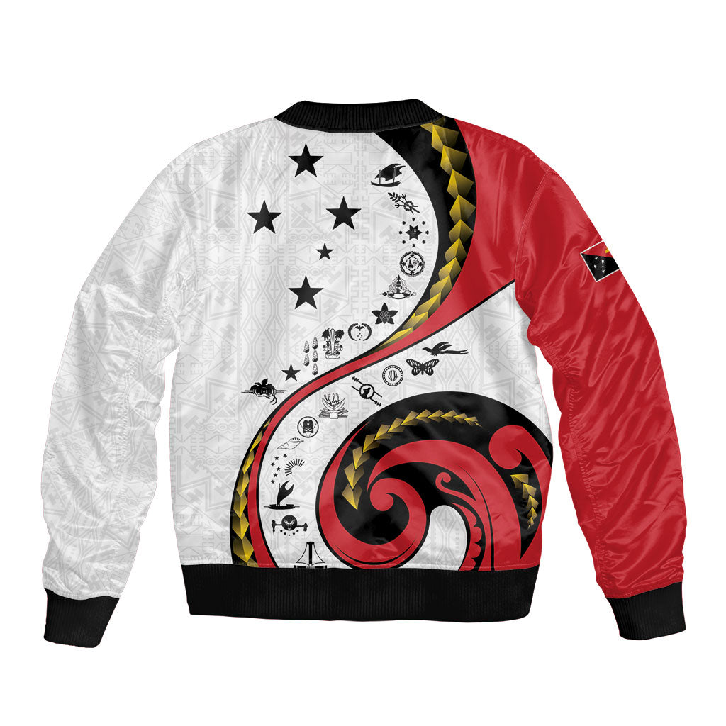 Papua New Guinea Independence Bomber Jacket Special Style White Version LT05 - Polynesian Pride
