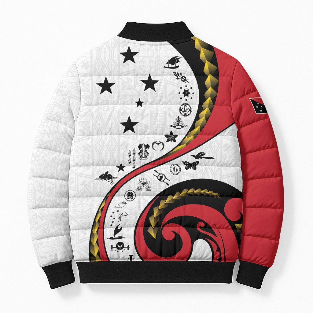 Papua New Guinea Independence Bomber Puffer Jacket Special Style White Version LT05 - Polynesian Pride