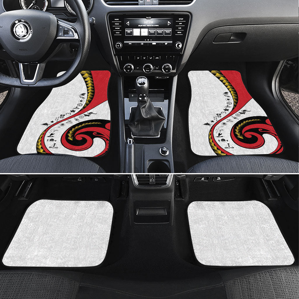 Papua New Guinea Independence Car Mats Special Style White Version LT05 Set 4pcs White - Polynesian Pride