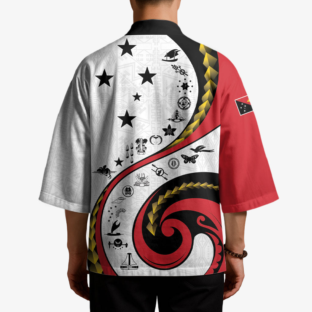 Papua New Guinea Independence Kimono Special Style White Version LT05 - Polynesian Pride