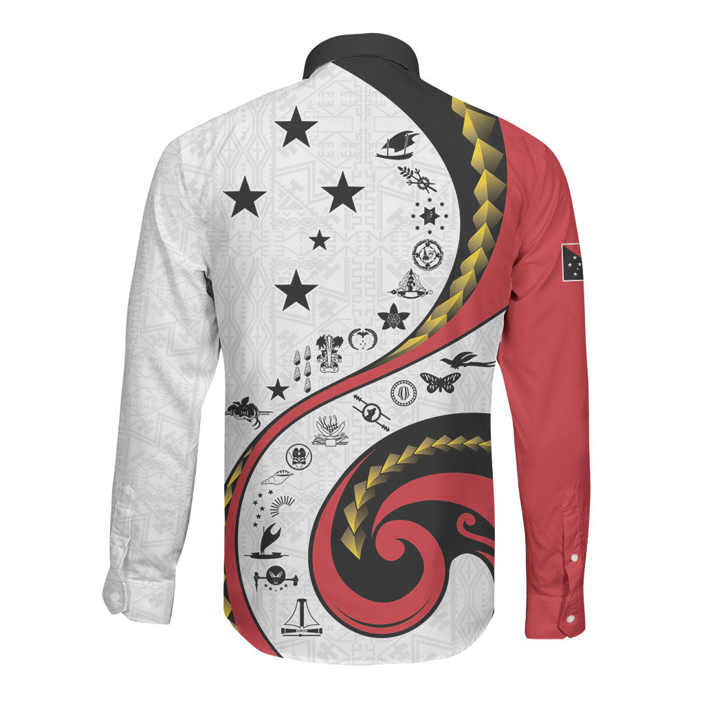 Papua New Guinea Independence Long Sleeve Button Shirt Special Style White Version LT05 - Polynesian Pride