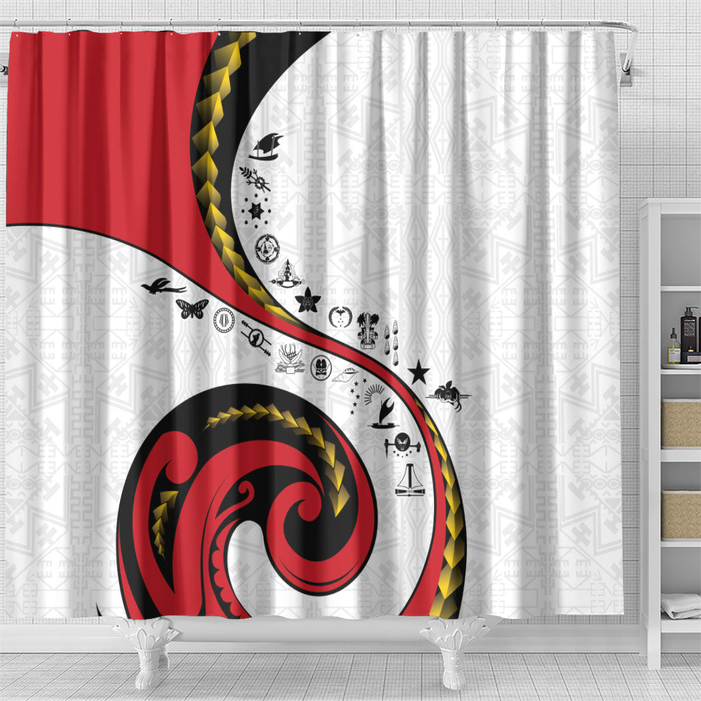 Papua New Guinea Independence Shower Curtain Special Style White Version LT05 - Polynesian Pride
