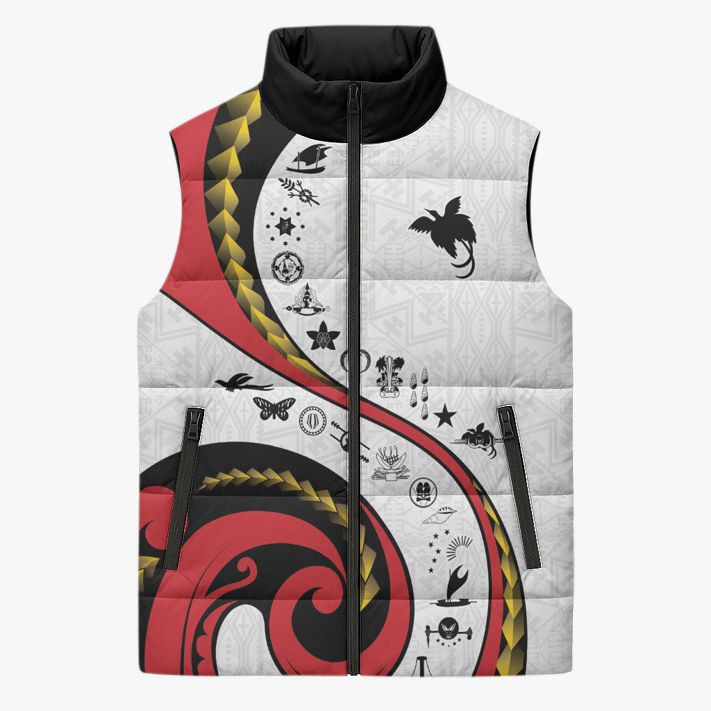 Papua New Guinea Independence Sleeveless Puffer Jacket Special Style White Version LT05 Unisex White - Polynesian Pride