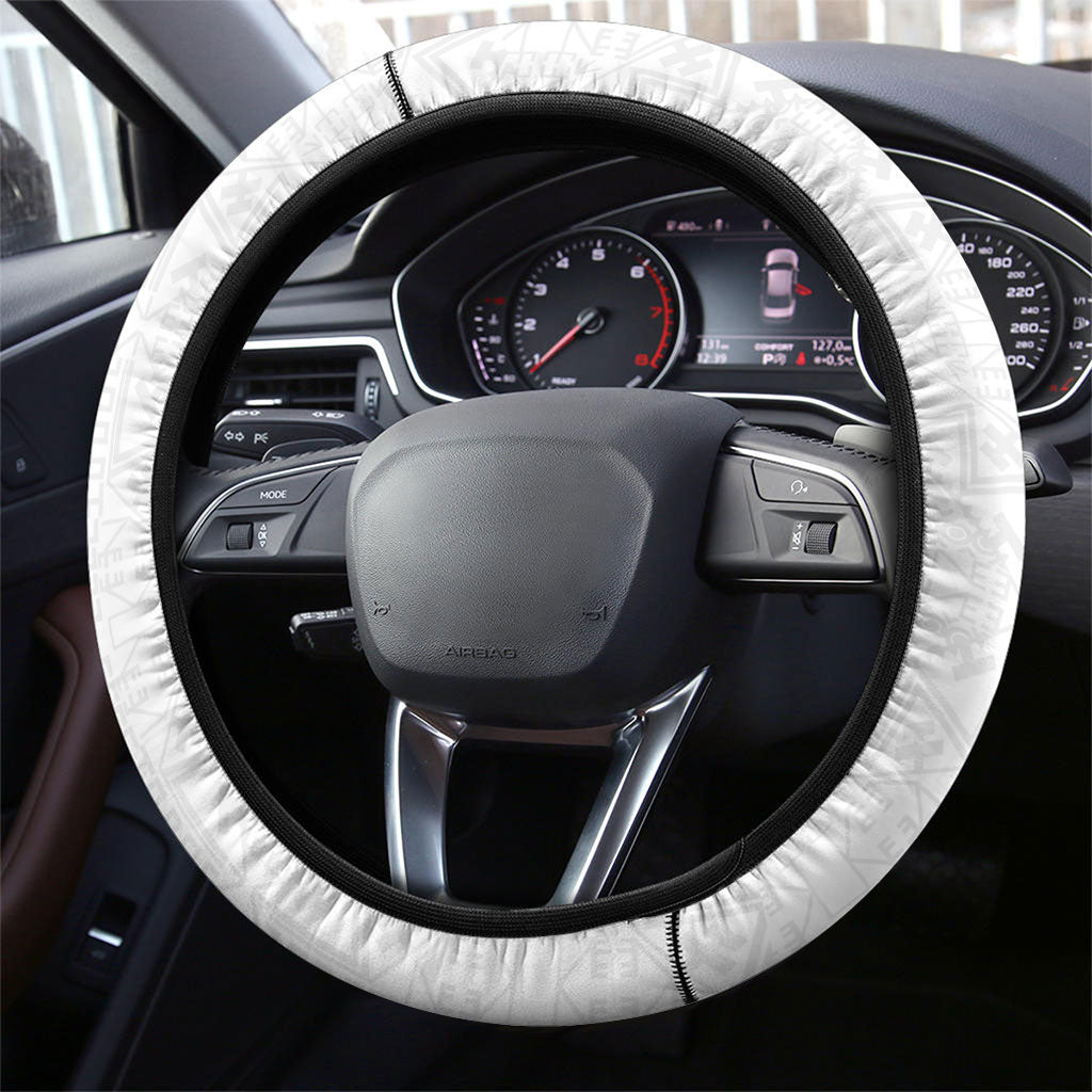 Papua New Guinea Independence Steering Wheel Cover Special Style White Version LT05 - Polynesian Pride