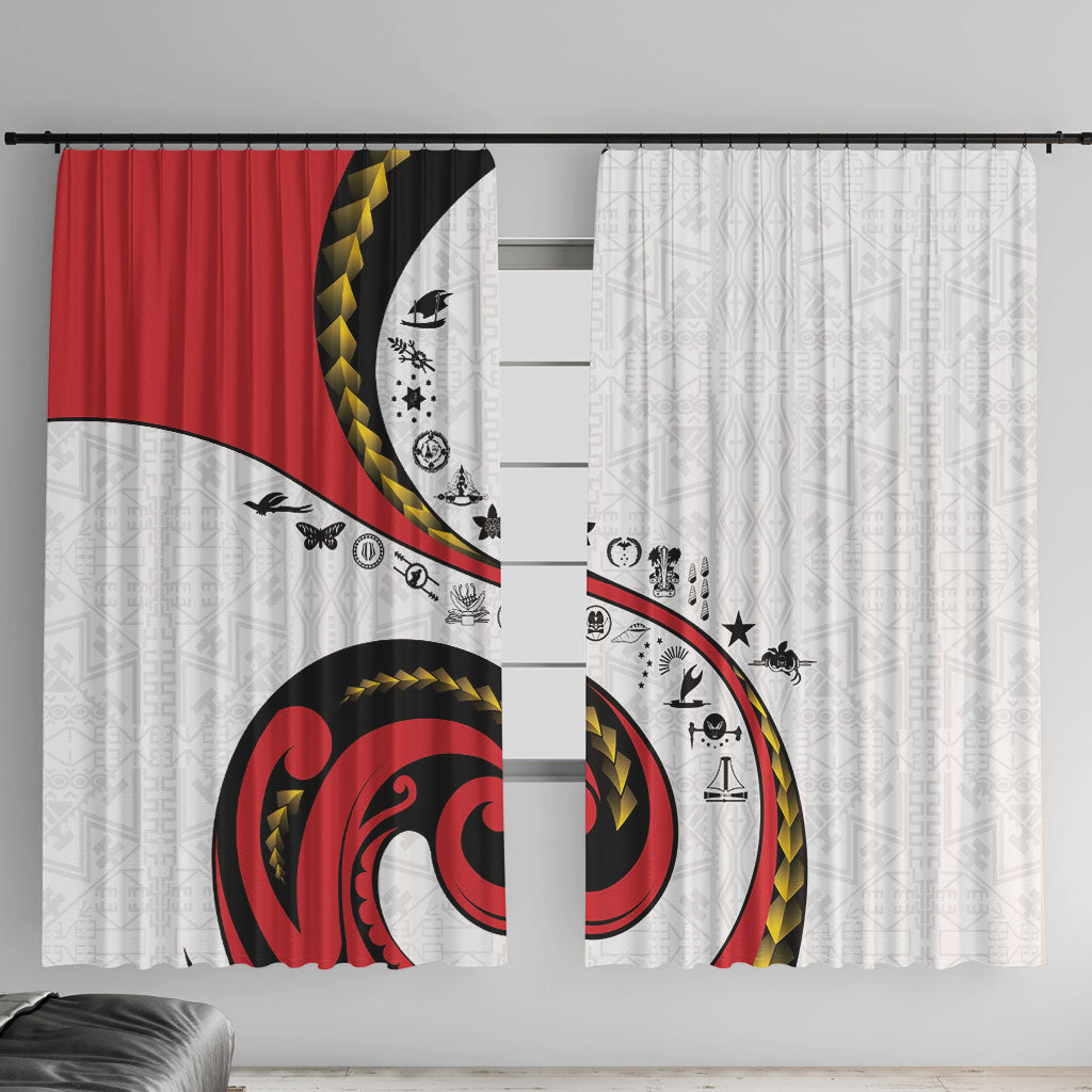 Papua New Guinea Independence Window Curtain Special Style White Version LT05 With Hooks White - Polynesian Pride