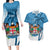 Personalized Fiji Couples Matching Long Sleeve Bodycon Dress and Hawaiian Shirt Coat Of Arms Tagimoucia With Fijian Tapa Pattern LT05 Blue - Polynesian Pride