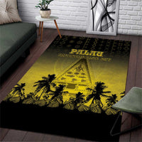 Palau Independence Day Area Rug Palauan Tattoo Pattern LT05 Black - Polynesian Pride