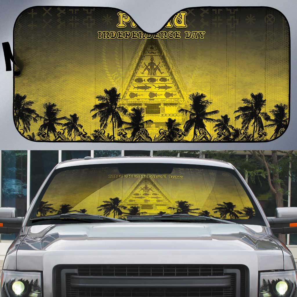 Palau Independence Day Auto Sun Shade Palauan Tattoo Pattern LT05 Black - Polynesian Pride