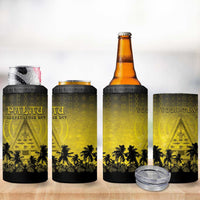 Personalised Palau Independence Day 4 in 1 Can Cooler Tumbler Palauan Tattoo Pattern LT05 - Polynesian Pride