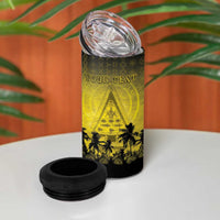 Personalised Palau Independence Day 4 in 1 Can Cooler Tumbler Palauan Tattoo Pattern LT05 - Polynesian Pride